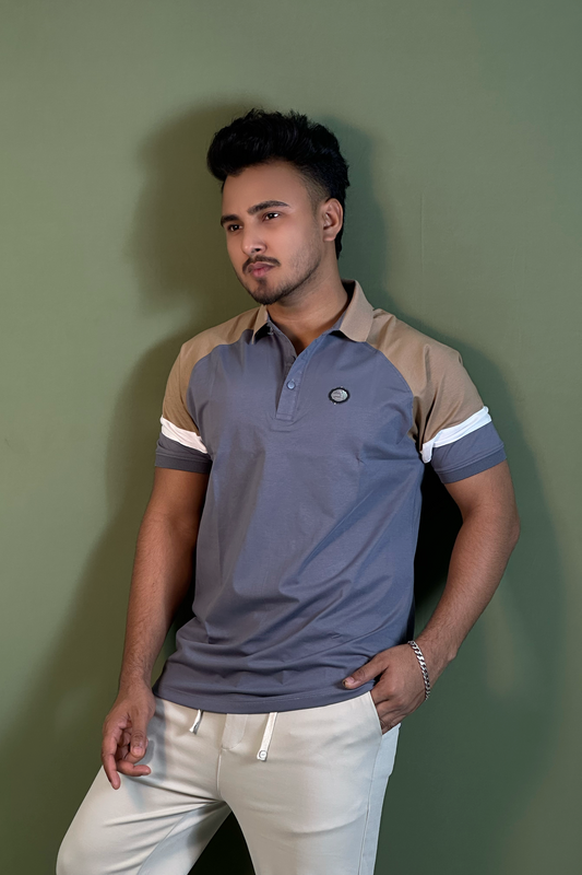 অ্যাশ কালার পোলো টি-শার্ট-CLV