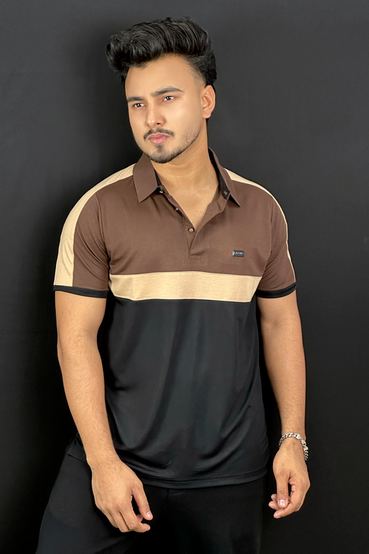 Chocolate Black Contrast Polo T-Shirt | FU