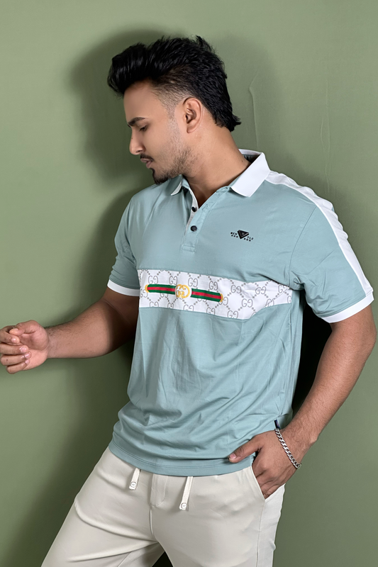 আইসগ্রীন কালার পোলো টি-শার্ট-Gucci