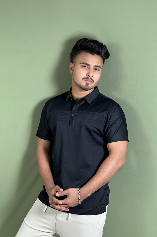 কালো কালার পোলো টি-শার্ট-BLV