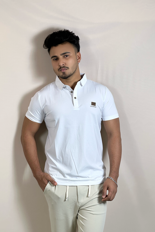 সাদা কালার পোলো টি-শার্ট-DB