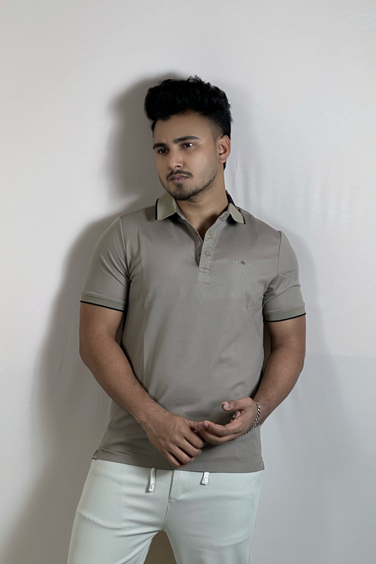 মিডেড অলিভ কালার পোলো টি-শার্ট-RAW