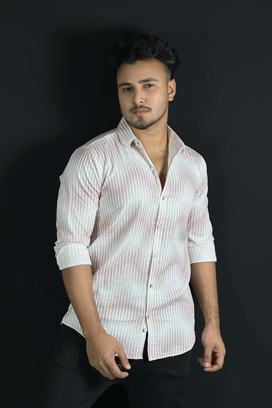 পিঙ্ক হোয়াইট কালার প্রিন্টেড শার্ট-Star