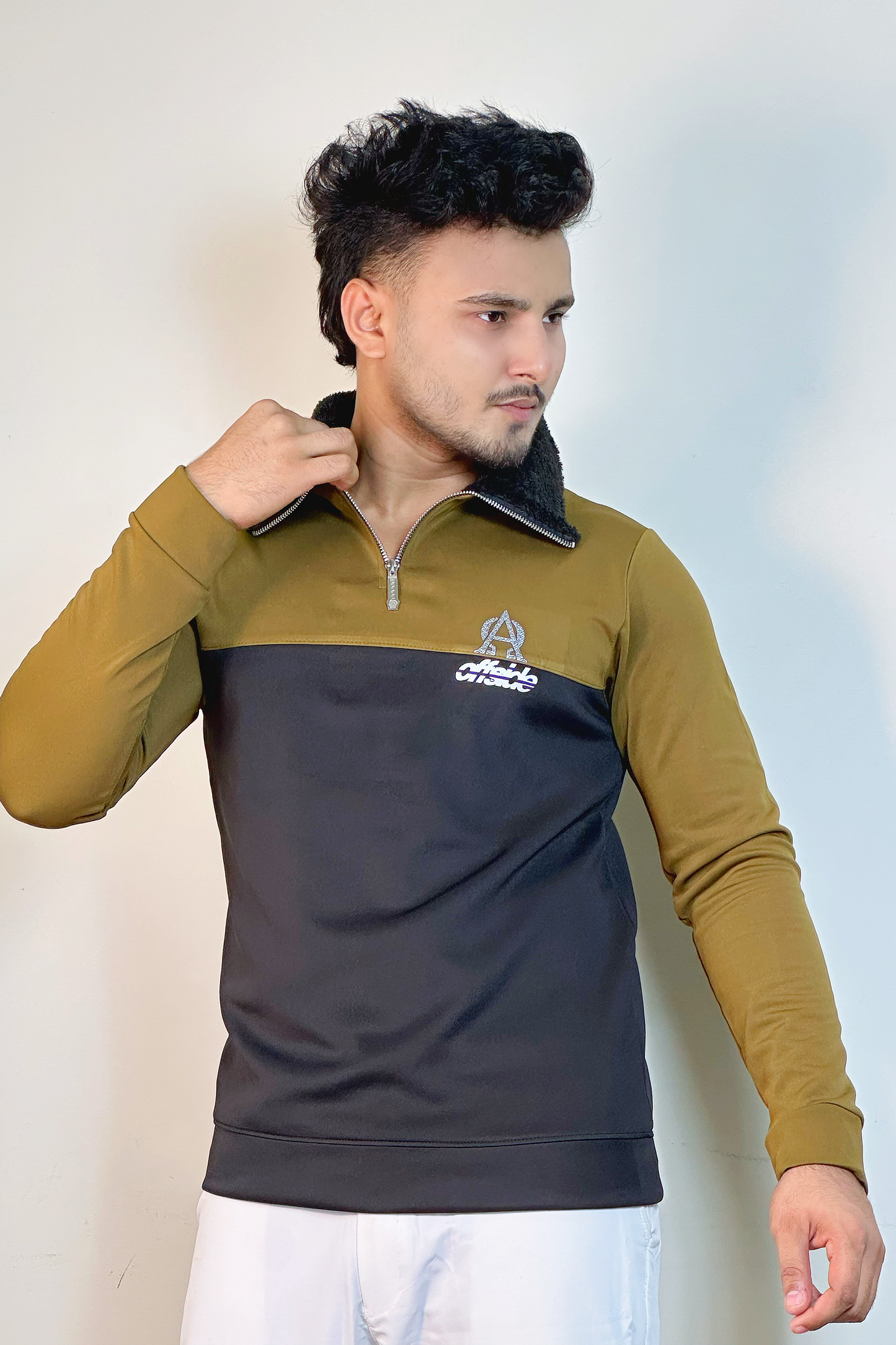 অলিভ ব্ল্যাক কালার সোয়েটশার্ট-SHERPA