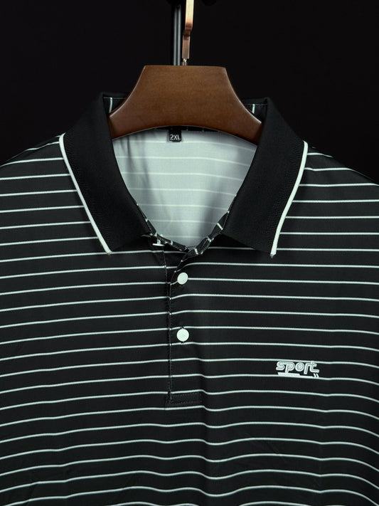 Black Colour Stripe Polo T-Shirt |Plus