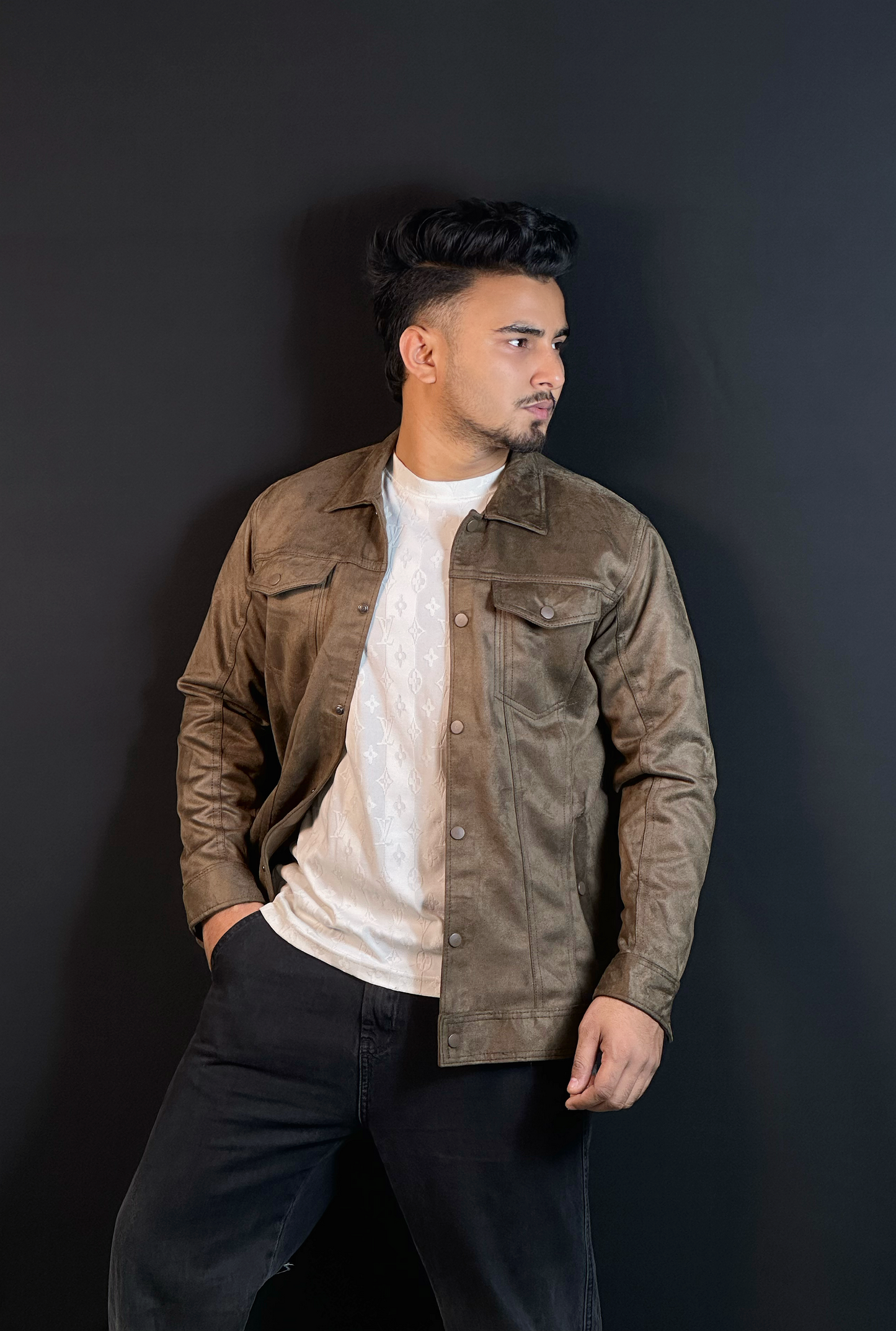 ডার্ক ব্রাউন কালার চায়না ভেলভেট জ্যাকেট-FABLE