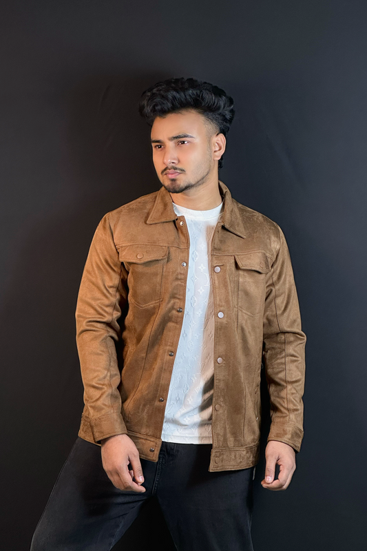 কফি ব্রাউন কালার চায়না ভেলভেট জ্যাকেট-FABLE