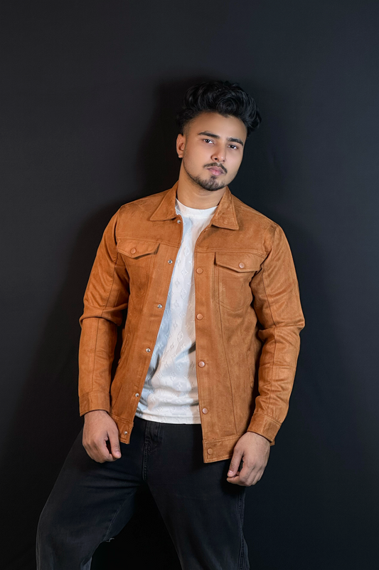 কামেল ব্রাউন কালার চায়না ভেলভেট জ্যাকেট-FABLE