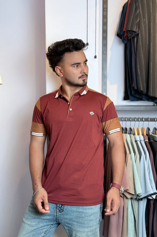 Maroon Colour Polo T-Shirt |UV
