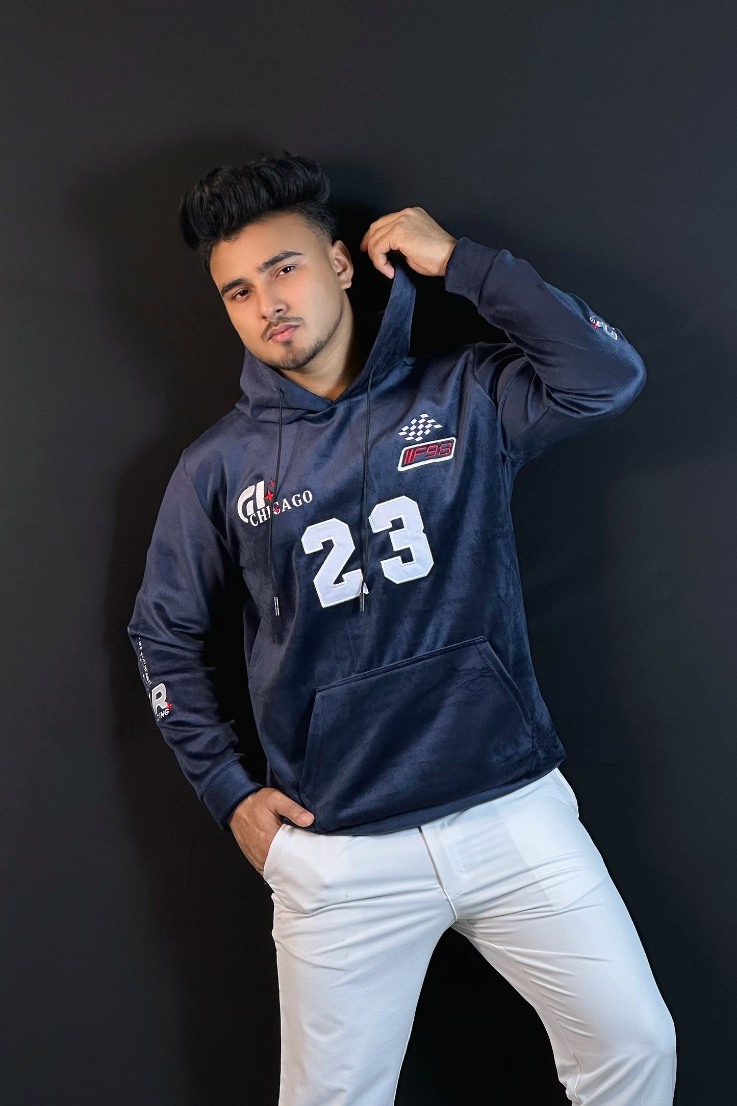 নেভিব্লু কালার চায়না ভেলভেট হুডি-23