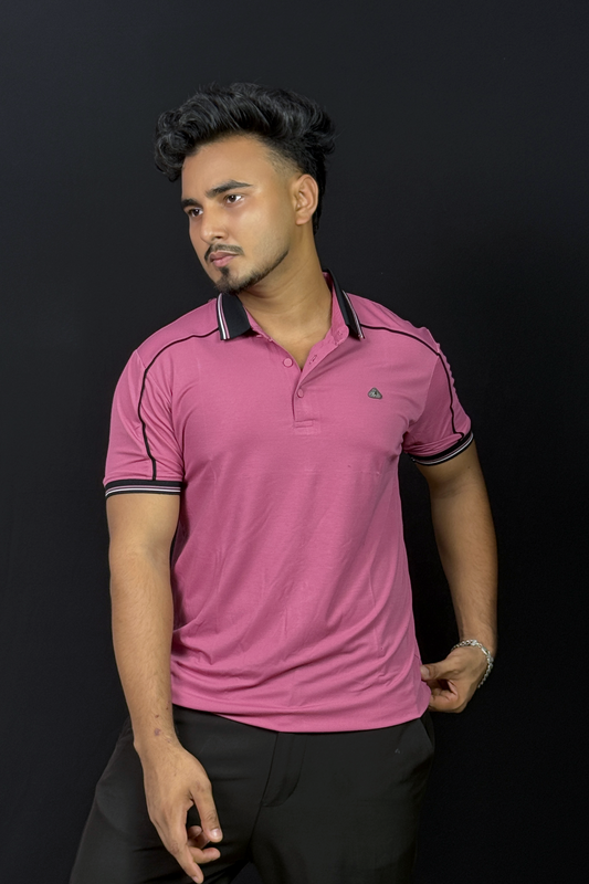 Rose Pink Colour Polo T-Shirt |SSZ