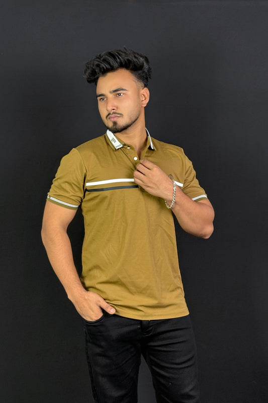 Golden Olive Colour Polo T-Shirt |Paris