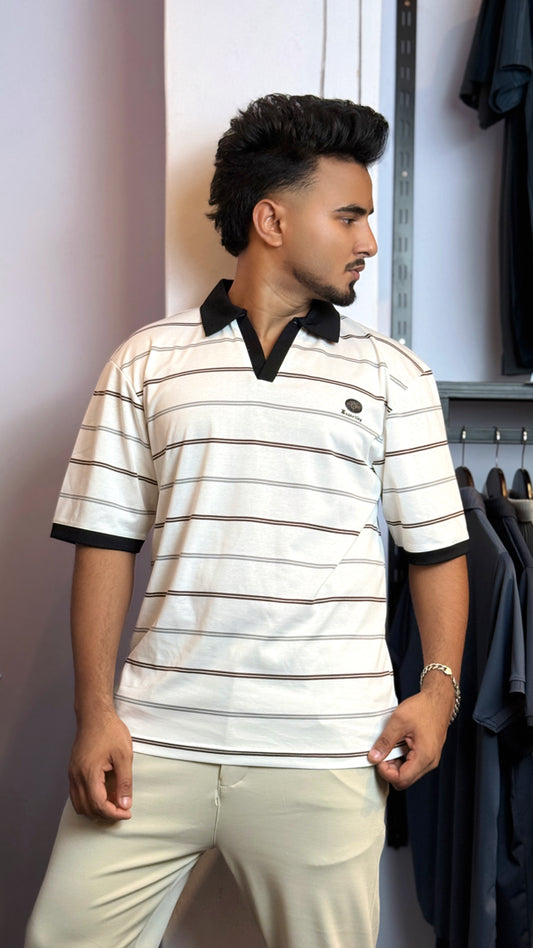 White Colour Polo T-Shirt |OMB