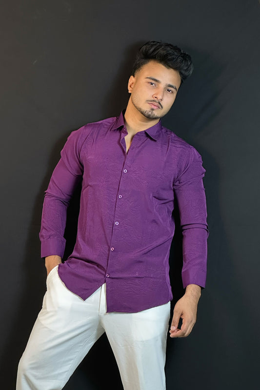Violet Colour China Formal Shirt Crushed