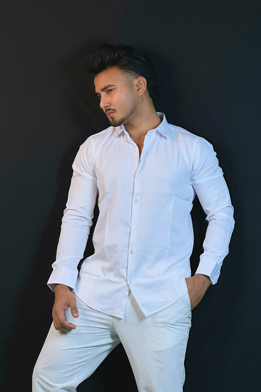 White Colour Cross Formal Shirt