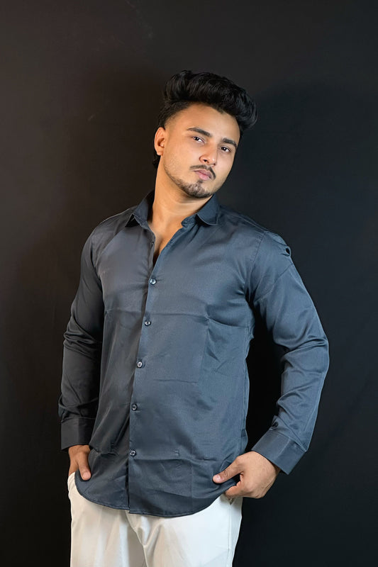 Charcoal Gray Colour Cross Formal Shirt