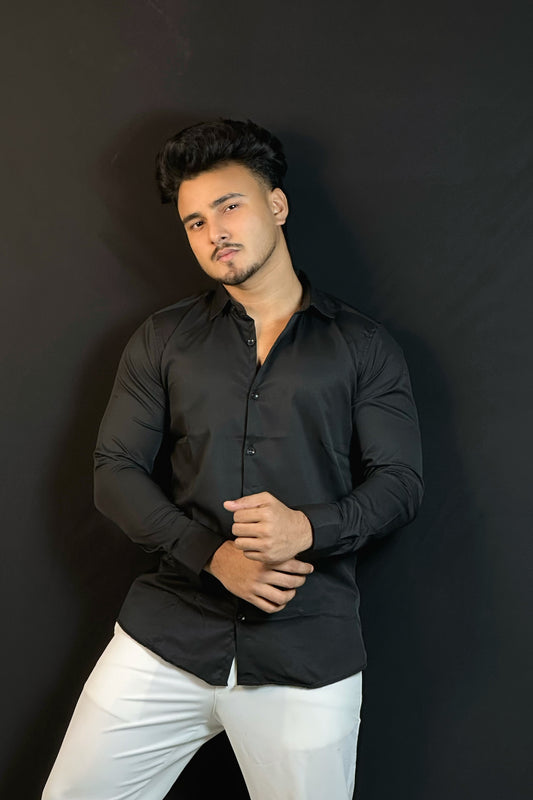 Black Colour Cross Formal Shirt – Premium Quality