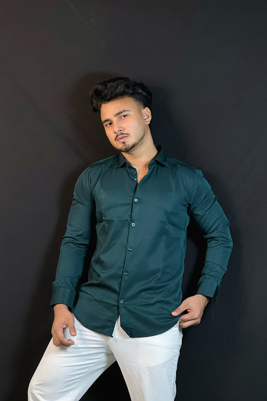 Bottle Green Colour Cross Formal Shirt – Premium Quality