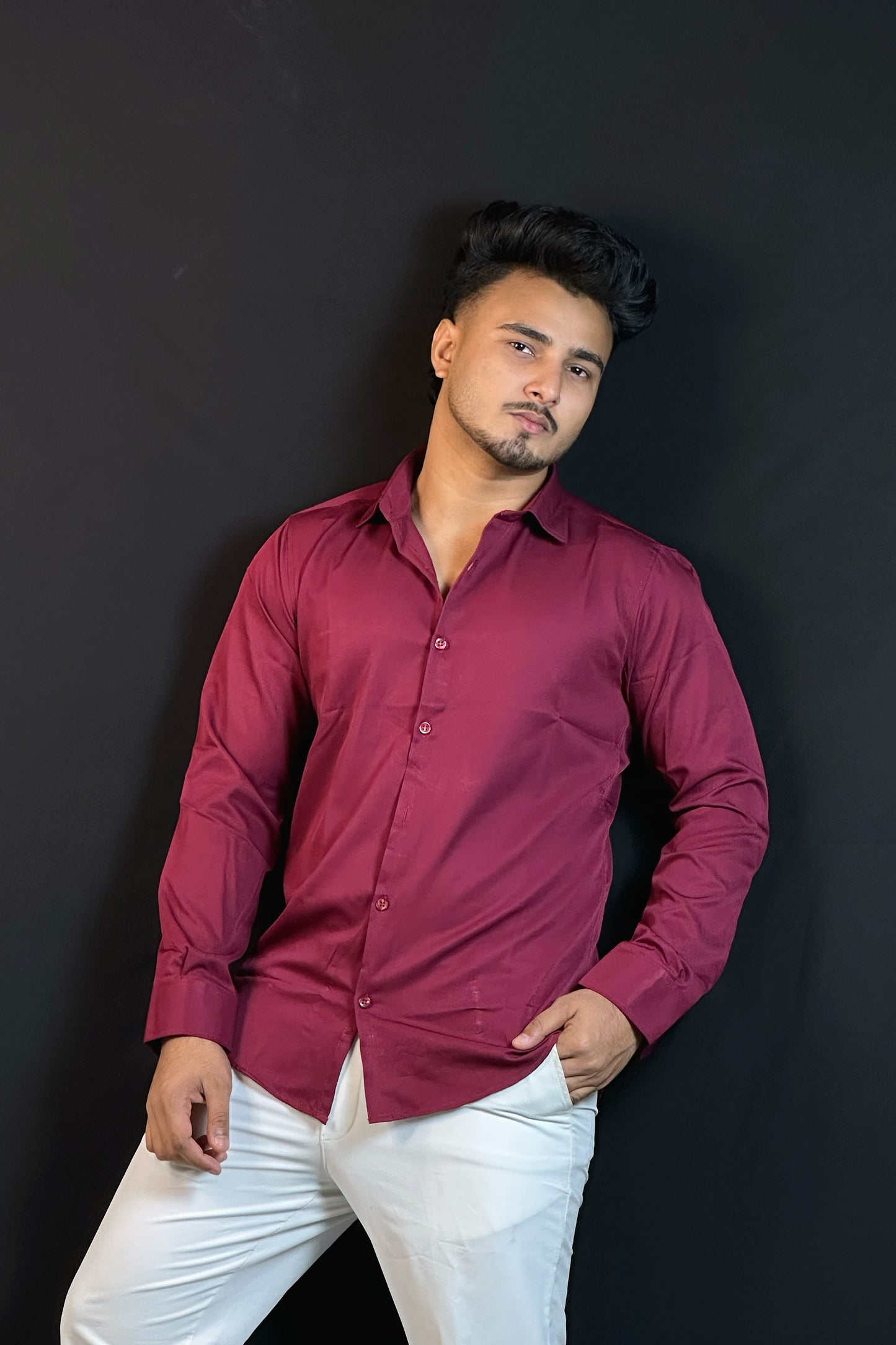 Maroon Colour Cross Formal Shirt – Premium Quality