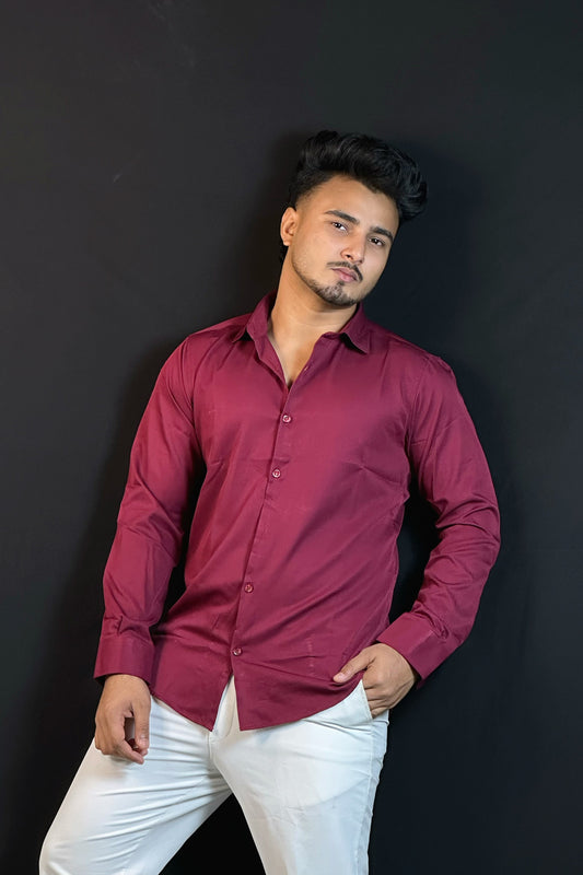 Maroon Colour Cross Formal Shirt
