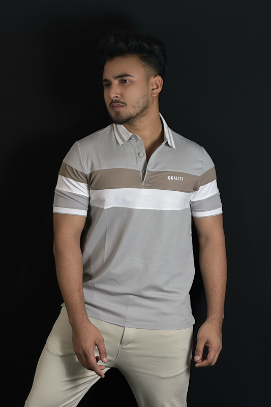লাইট অ্যাশ কালার পোলো টি-শার্ট-Contrast