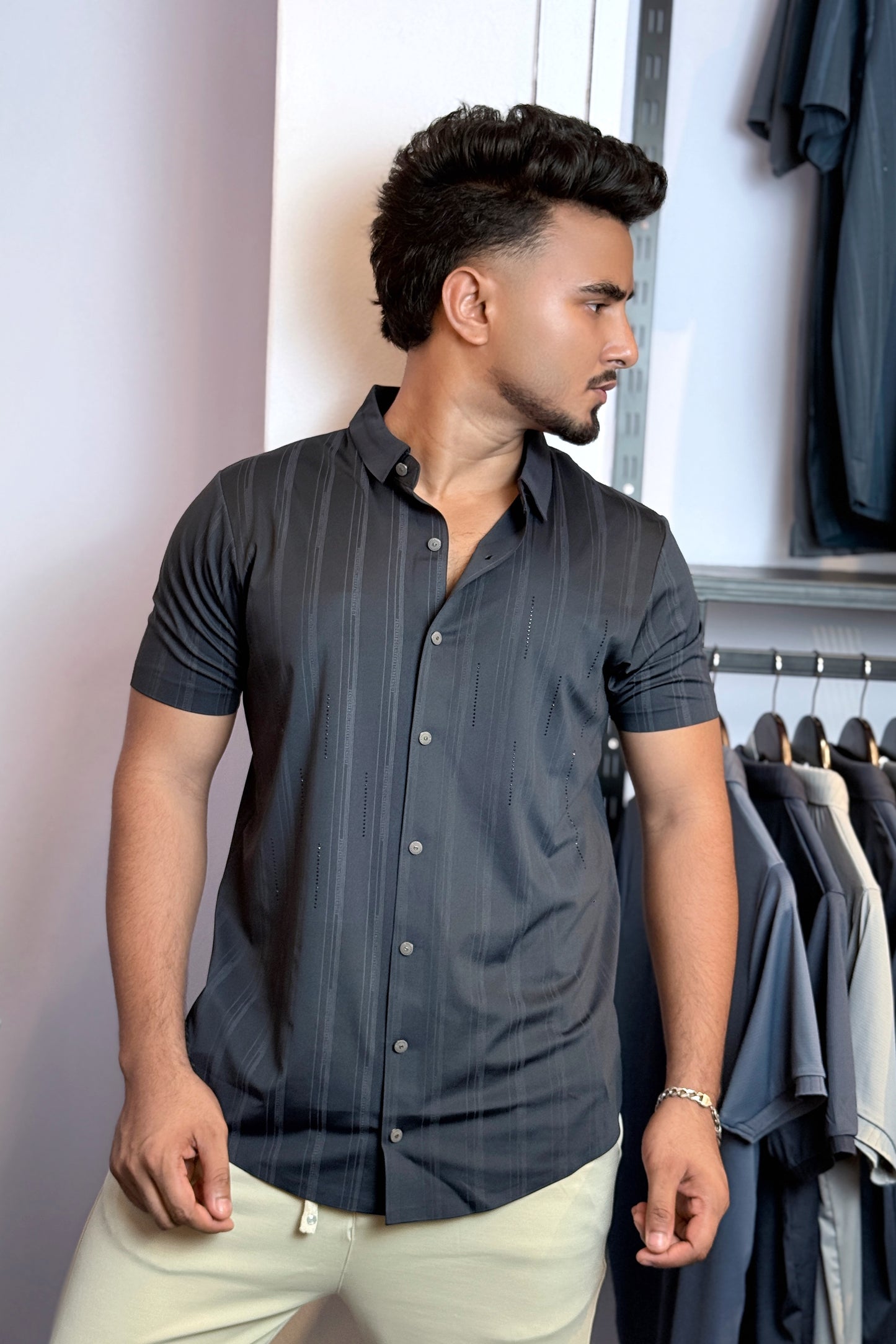Phantom Black Colour Half Slevee Shirt