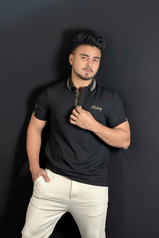 কালো কালার পোলো টি-শার্ট-Barbery