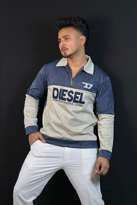 নেভিব্লু কালার ভেলভেট সোয়েটশার্ট-DIESEL