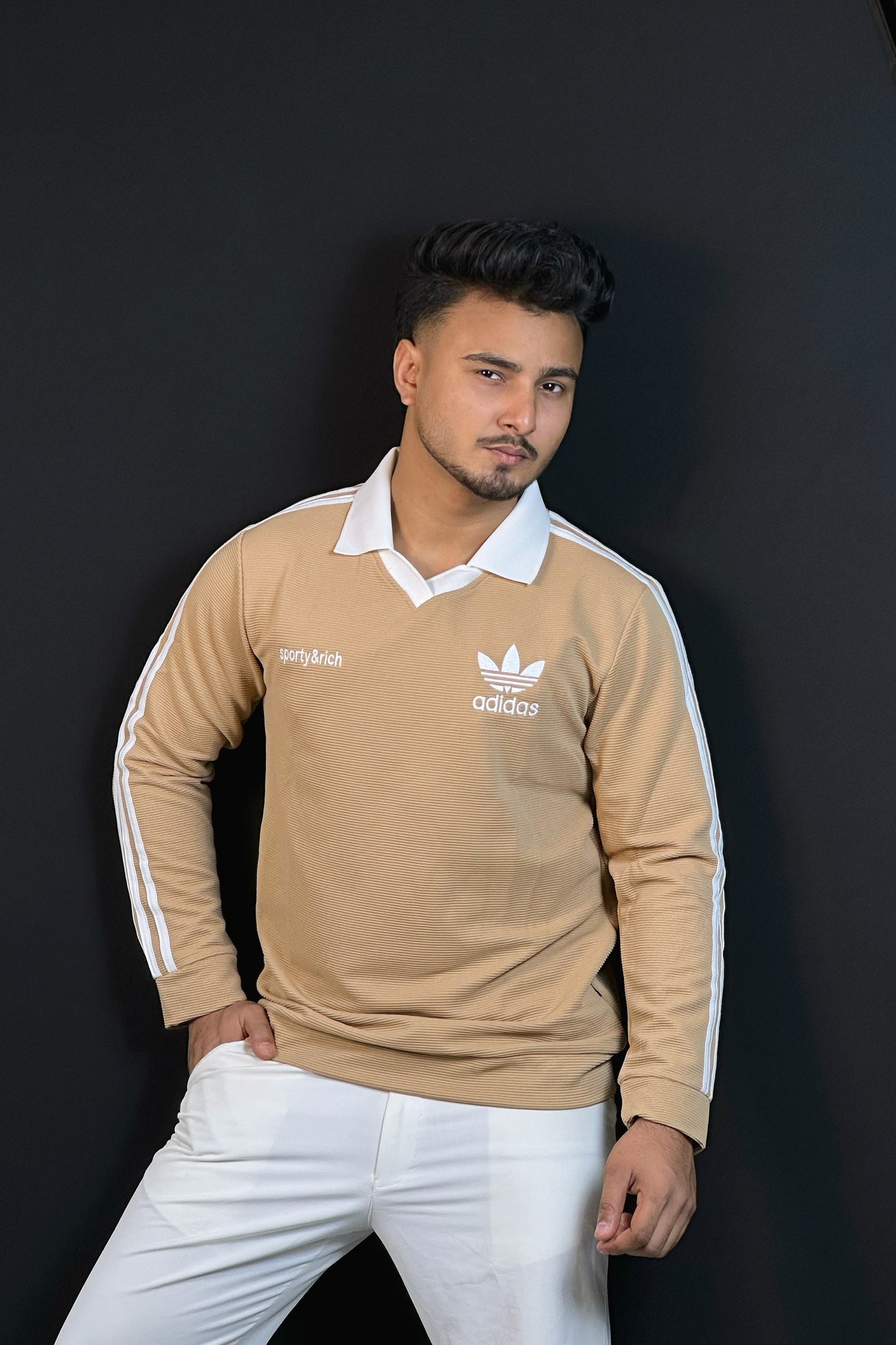 ক্রিম কালার  সোয়েটশার্ট-adidas