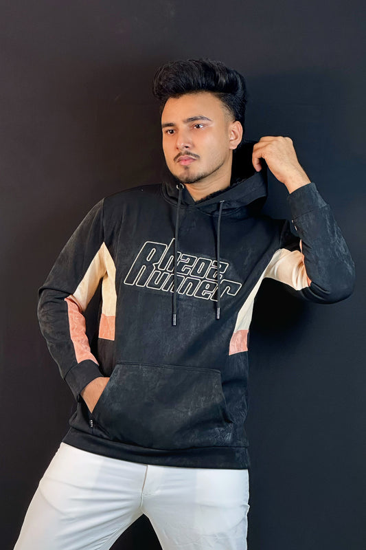 কালো কালার চায়না হুডি-RUNNER