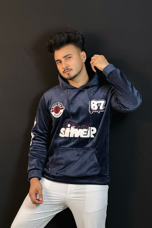 নেভিব্লু কালার চায়না ভেলভেট হুডি-87