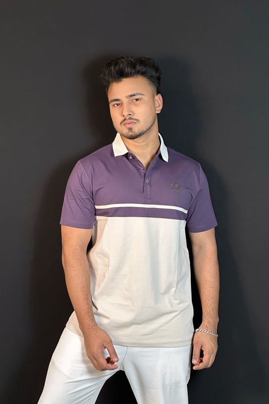 পার্পেল অফহোয়াইট কন্ট্রাস্ট পোলো টি-শার্ট