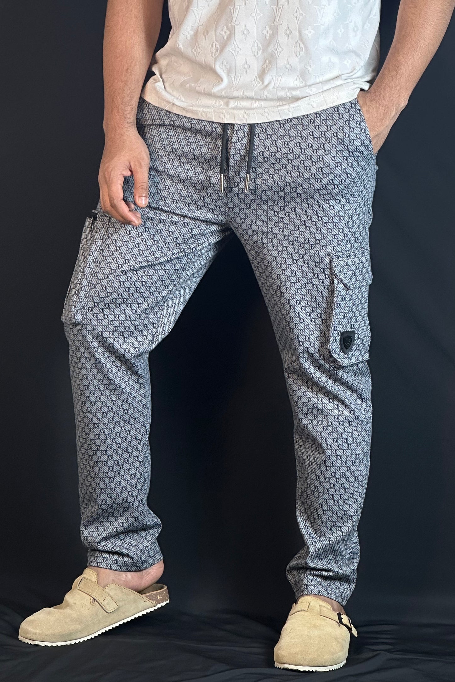 অ্যাশ কালার চায়না কার্গো জগার্স-DIOR