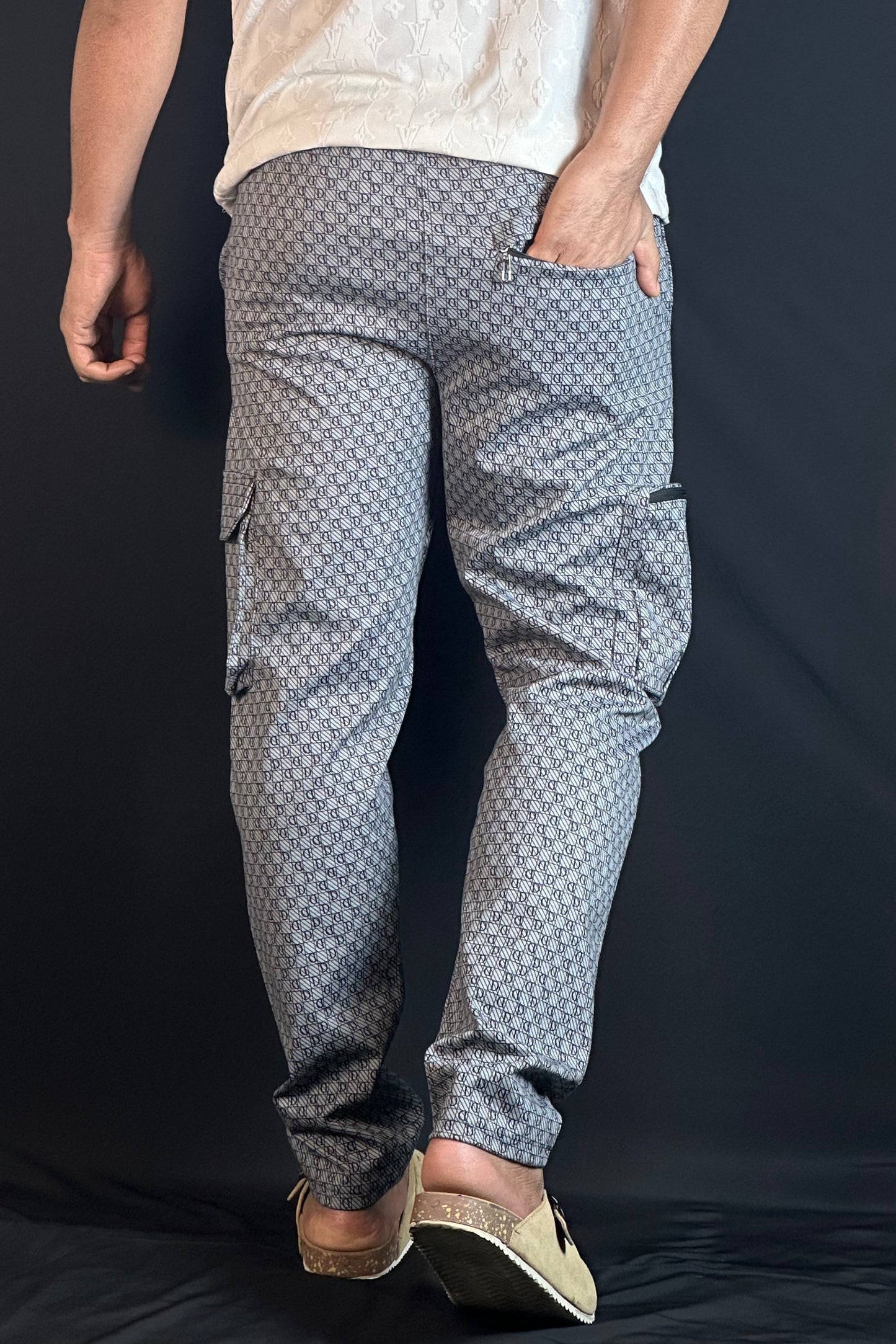 অ্যাশ কালার চায়না কার্গো জগার্স-DIOR