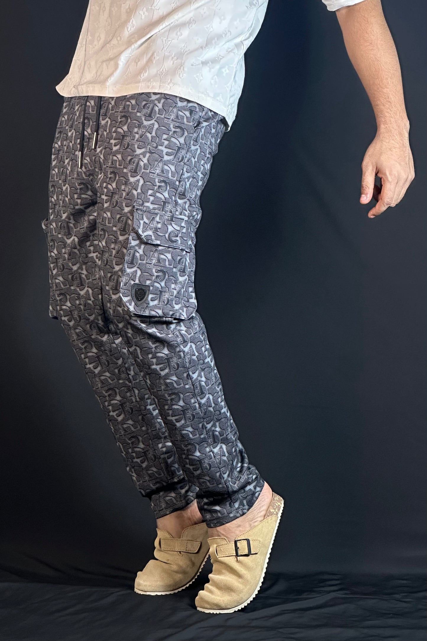 অ্যাশ কালার চায়না কার্গো জগার্স-ABE