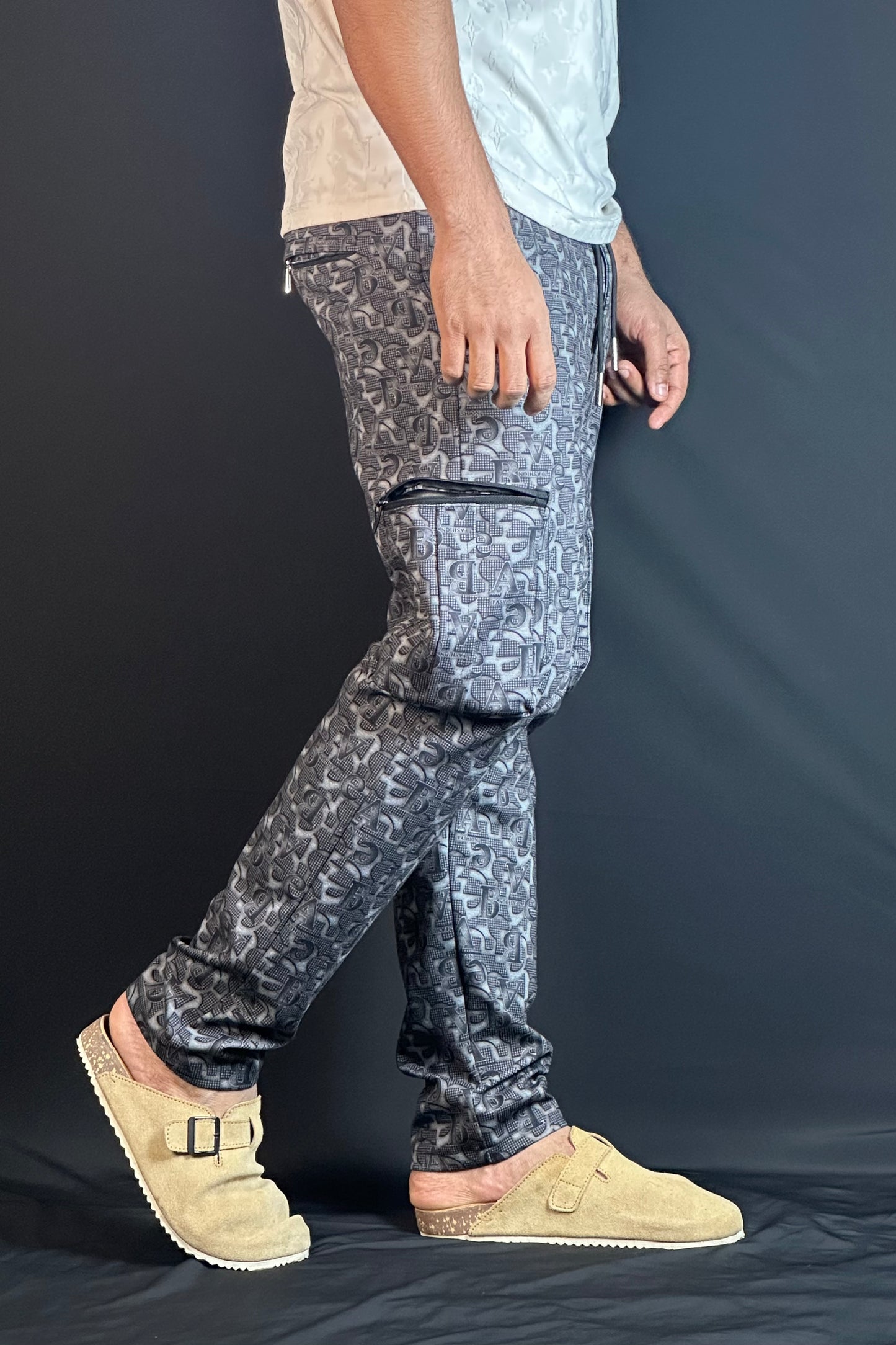 অ্যাশ কালার চায়না কার্গো জগার্স-ABE