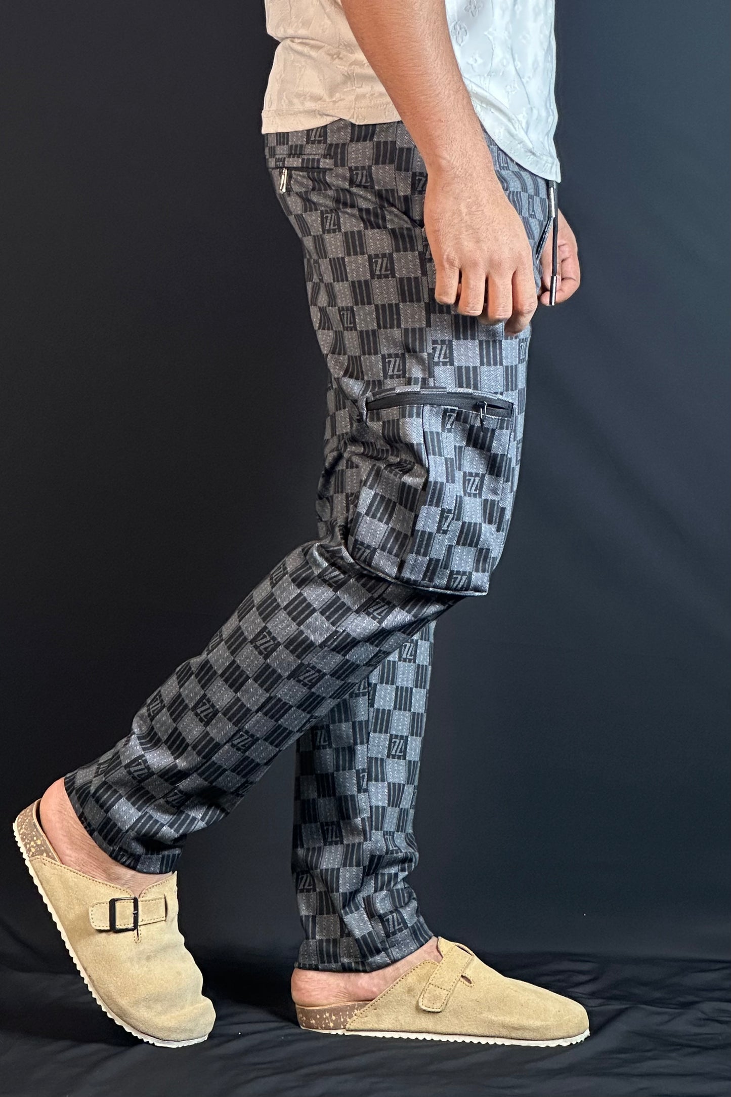 "গ্রে" কালার চায়না কার্গো জগার্স-ZL