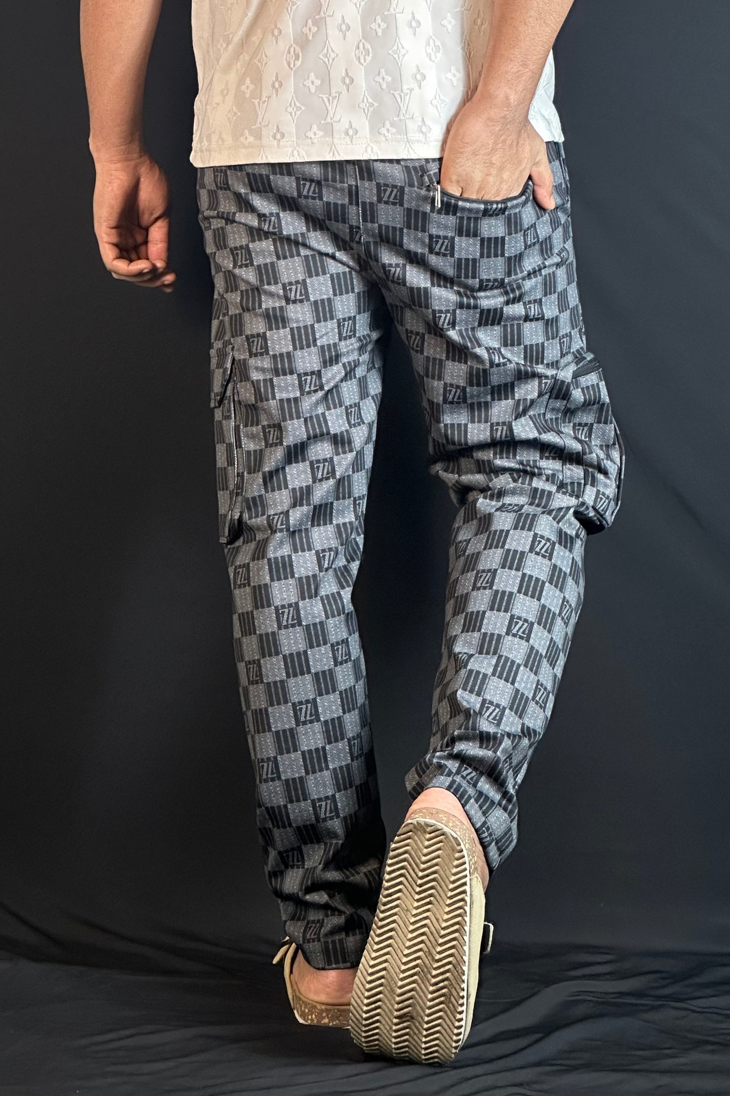 "গ্রে" কালার চায়না কার্গো জগার্স-ZL