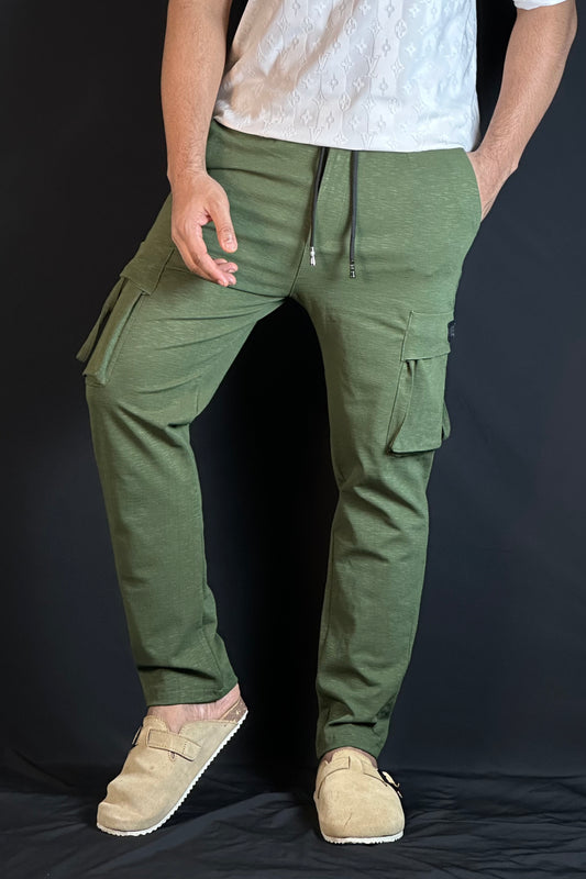 অলিভ কালার চায়না কার্গো জগার্স-ROCK