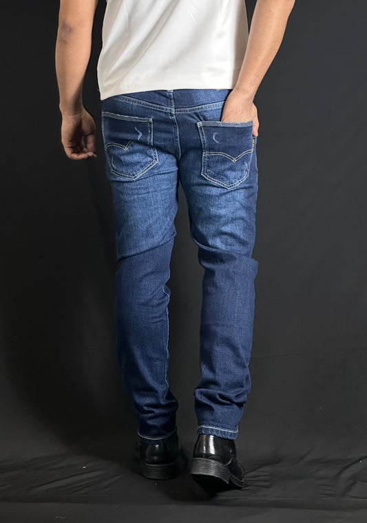 নেভিব্ল কালার জিন্স প্যান্ট-Ripped