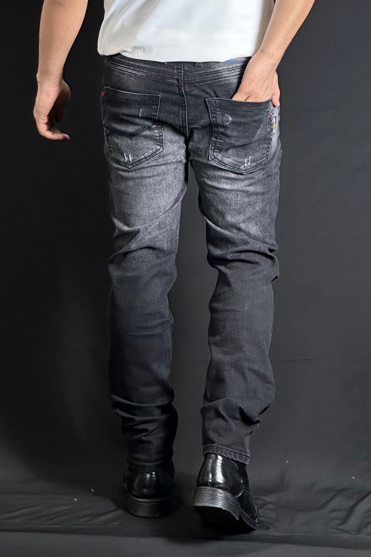 ব্ল্যাক ওয়াশ কালার জিন্স প্যান্ট-Ripped