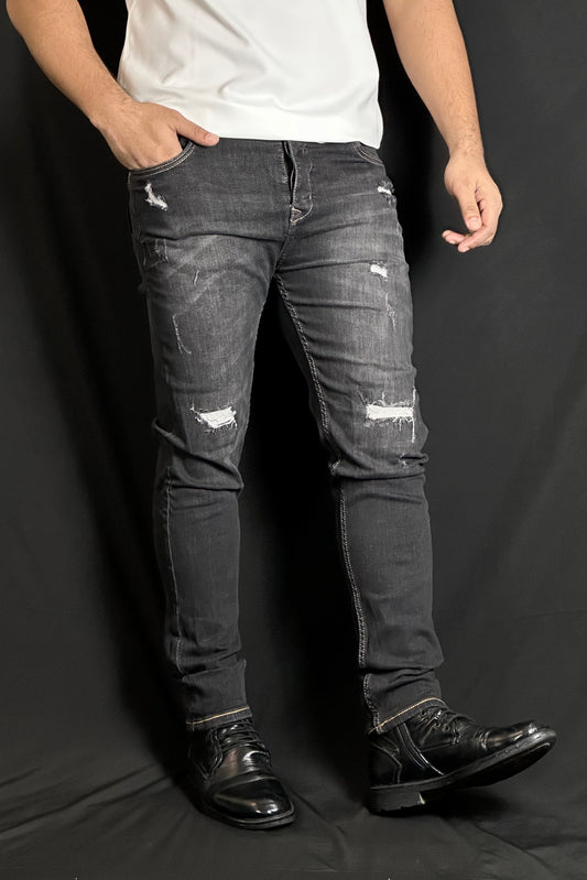 ব্ল্যাক ওয়াশ কালার জিন্স প্যান্ট-Crushed