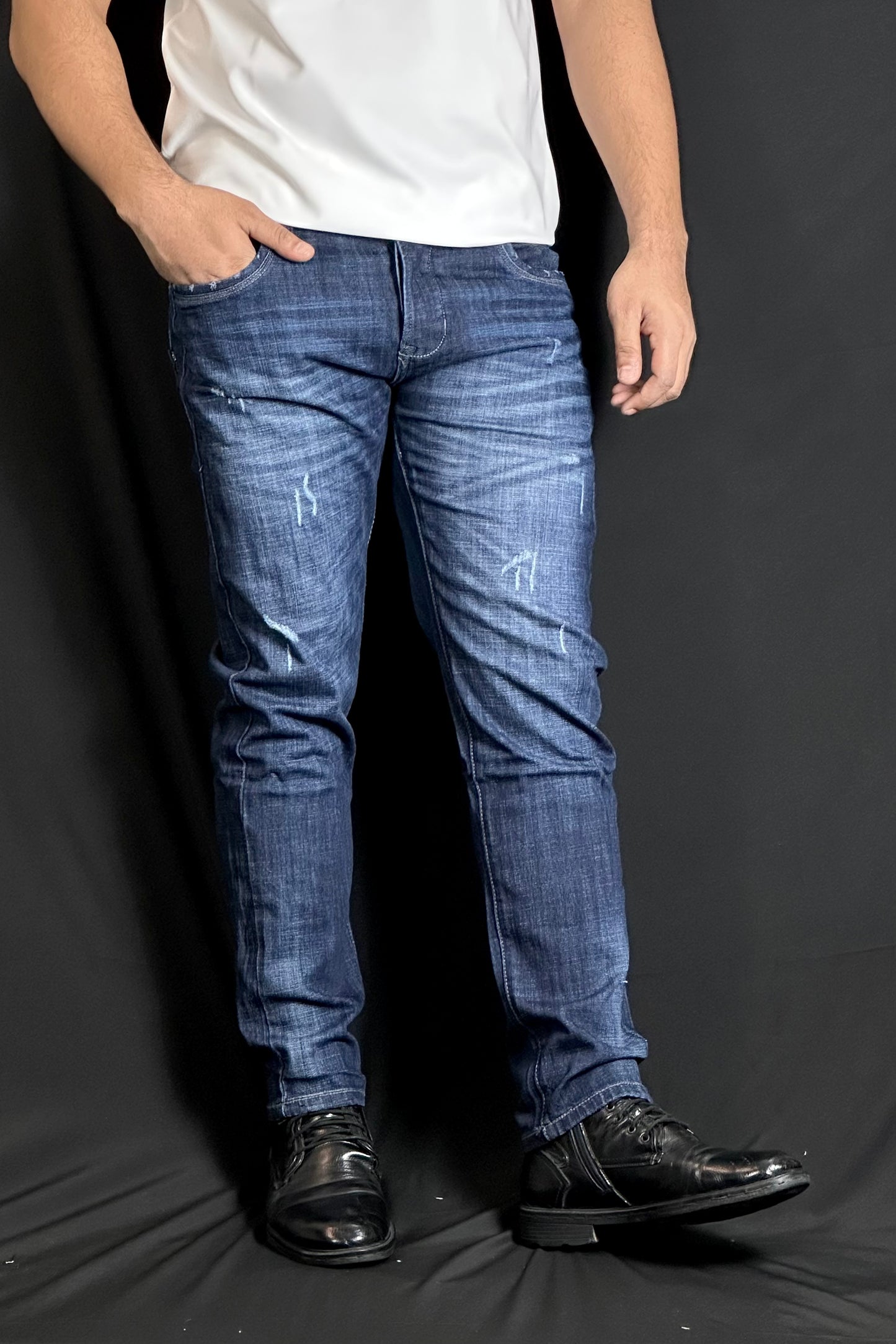 ডিপ নেভিব্ল কালার জিন্স প্যান্ট-Ripped