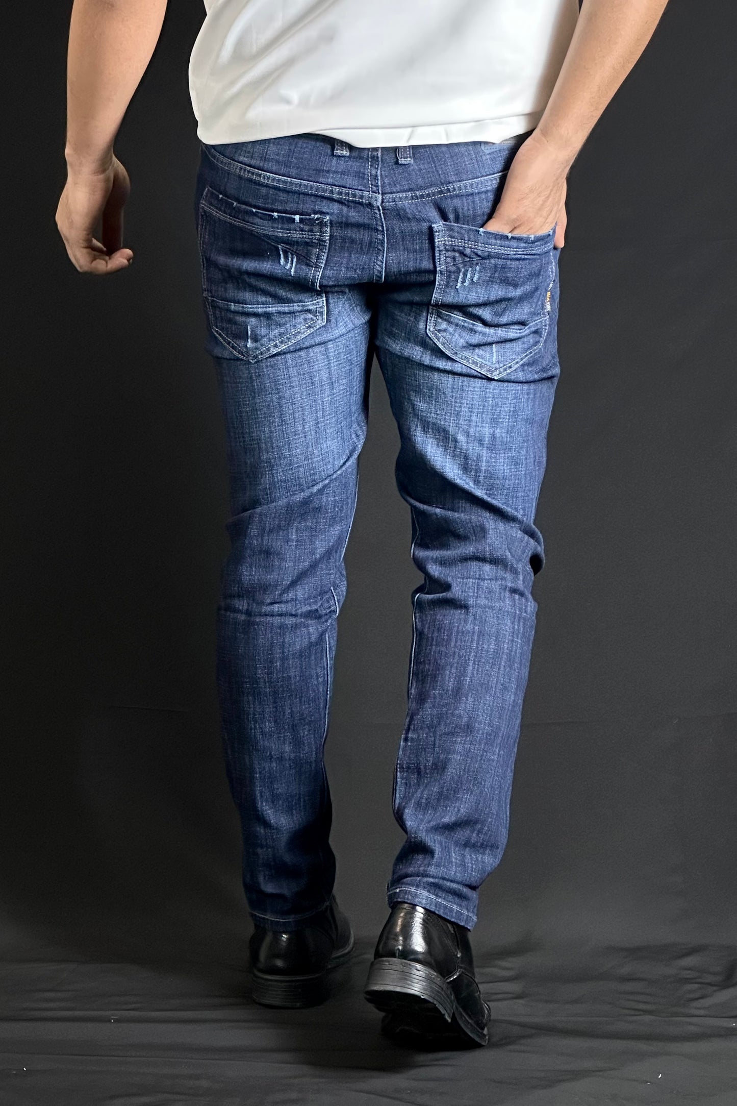 ডিপ নেভিব্ল কালার জিন্স প্যান্ট-Ripped