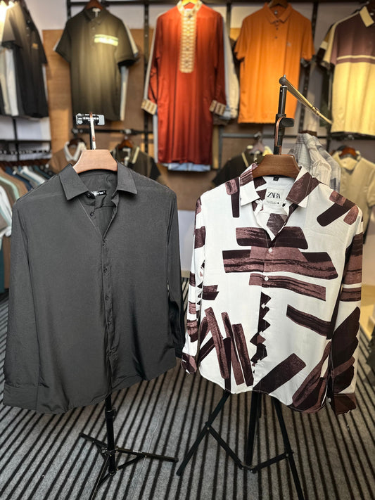 Dark Brown+Black Colour Shirt Combo