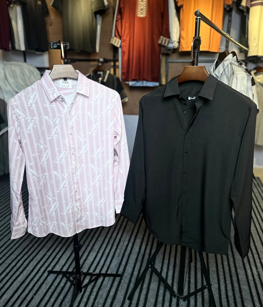 Pink+Black Colour Shirt Combo| Lstripe