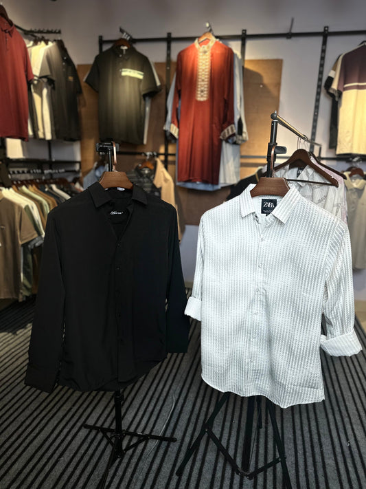 Olive White+Black Colour Shirt Combo| Star