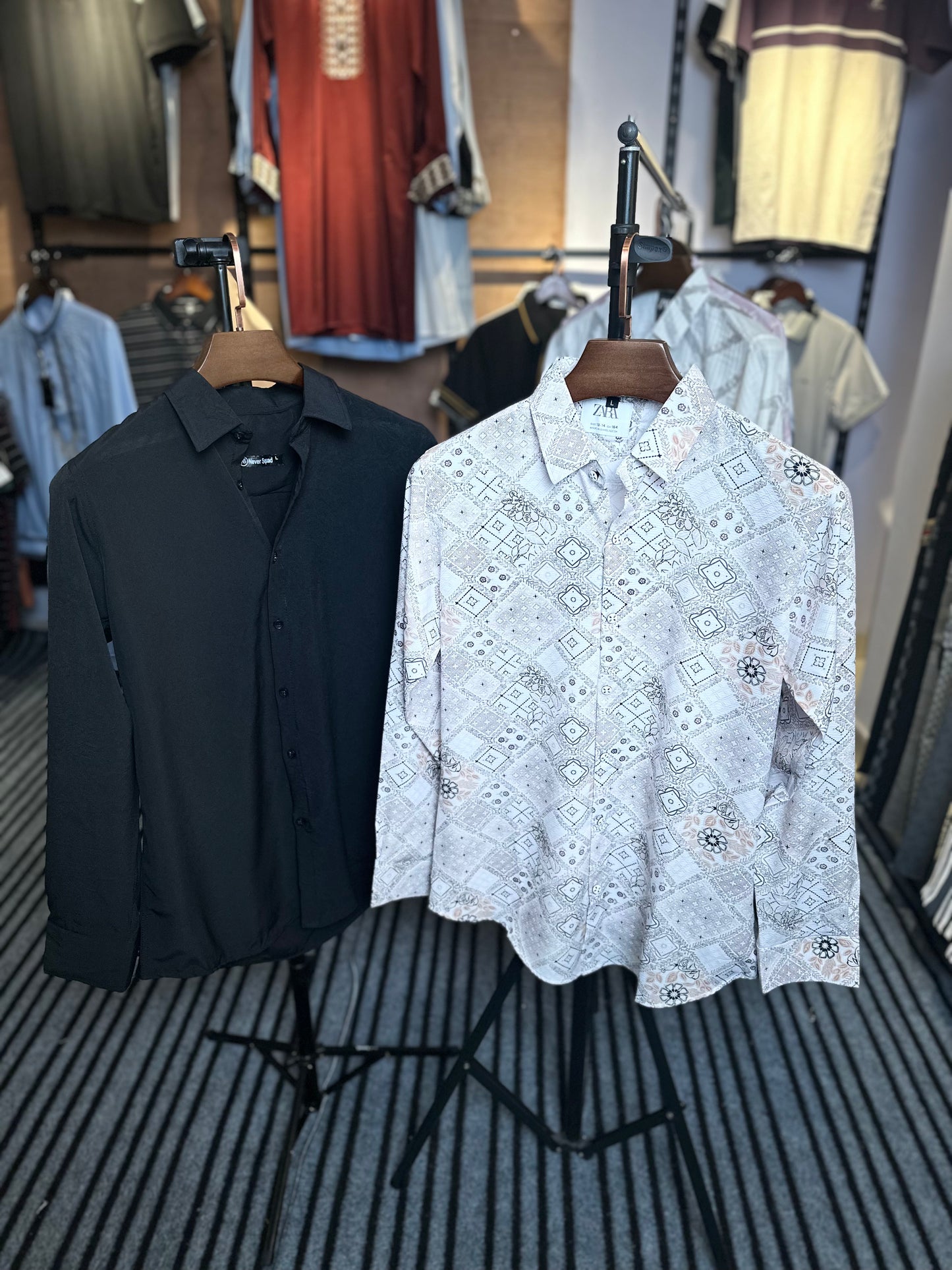 Olive White+Black Colour Shirt Combo| Flower