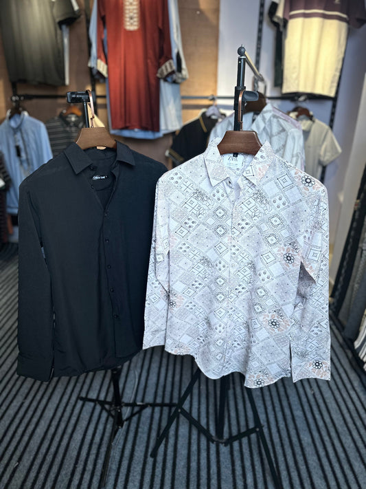 Olive White+Black Colour Shirt Combo| Flower