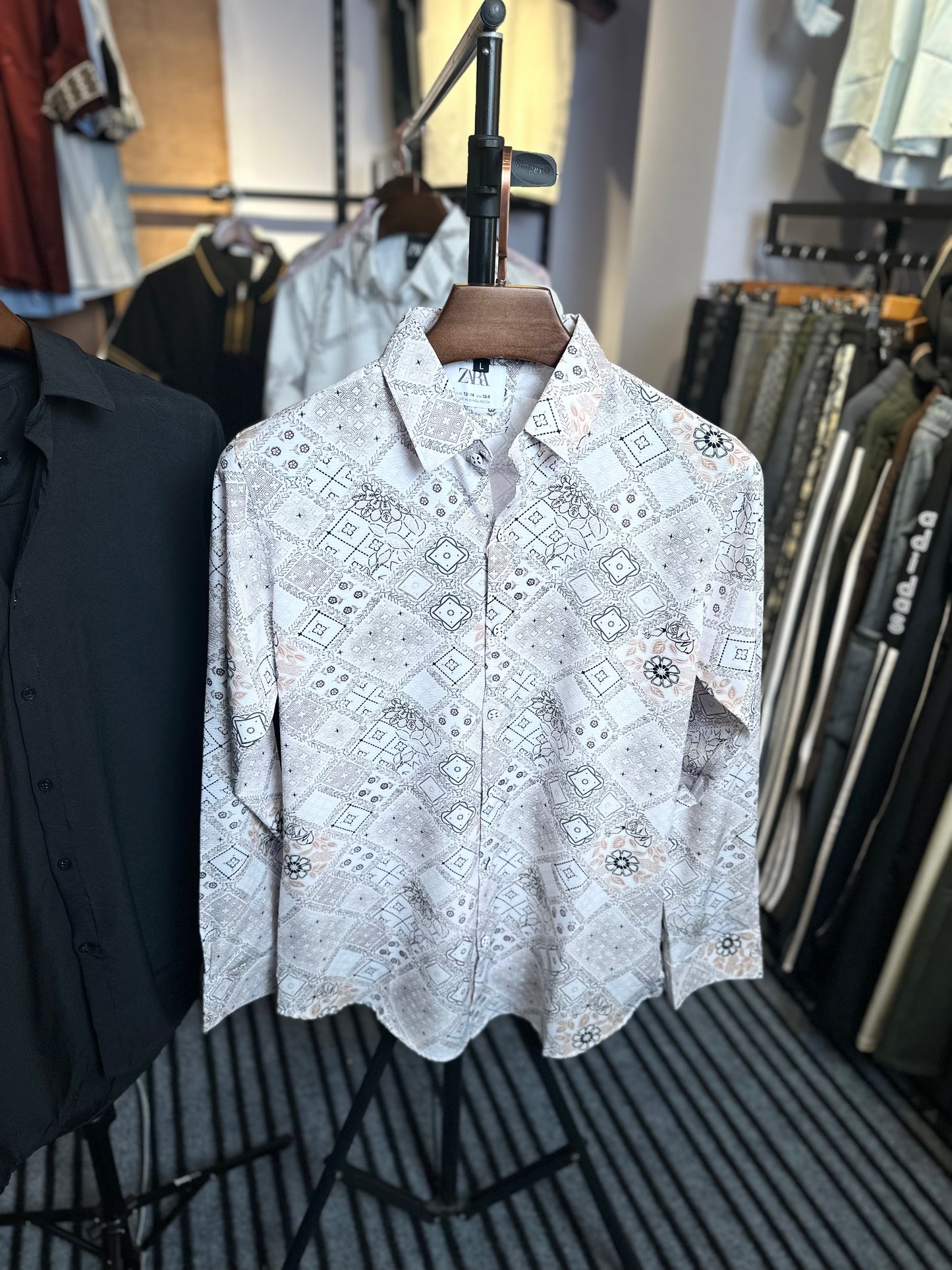 Olive White+Black Colour Shirt Combo| Flower